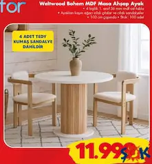 BEBEKONFOR WELTWOOD BOHEM MDF MASA AHŞAP AYAK fiyat ve kampanya bilgisi
